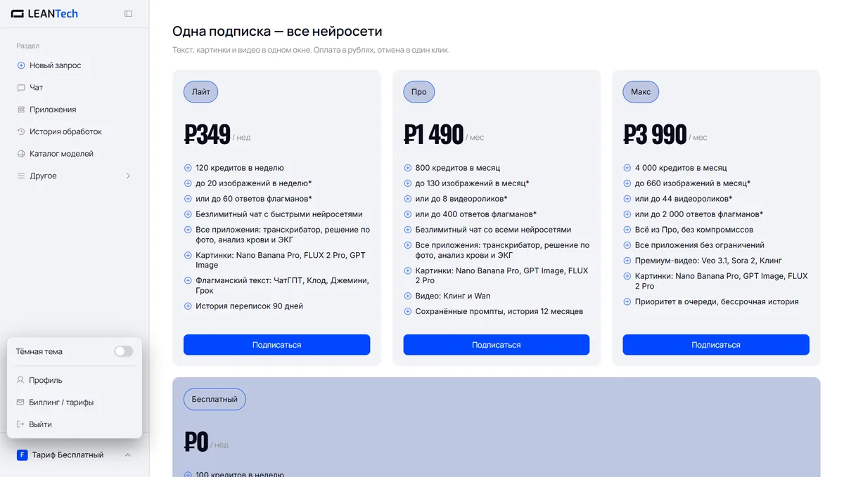 Тарифы и цены Grok в рублях
